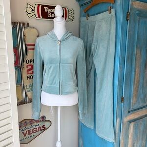 Juicy Couture Pastel Turquoise Velour Track Suit